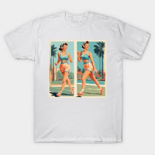 Double Melodic Strides Fitness Jams Pin Up Art T-Shirt